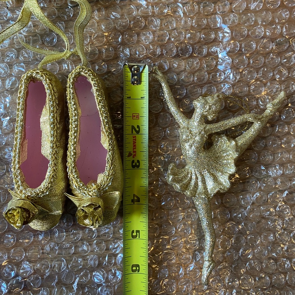 Pretty Gold Ballerina Slipper Ballerina Bundle Christmas Ornament
